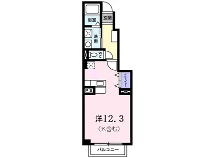 パーク・アヴェニューB(1K/1階)の間取り写真