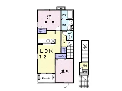 ミルトC棟(2LDK/2階)の間取り写真