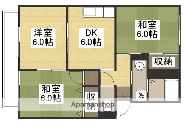 グレースタウンB棟(3DK/1階)の間取り写真