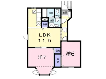 プラティーヌK C棟(2LDK/1階)の間取り写真