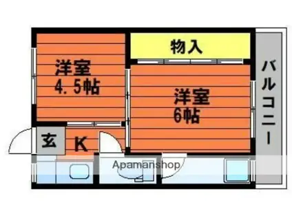 ソラーナ川辺1号棟(2K/3階)の間取り写真