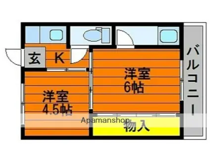 ソラーナ川辺1号棟(2K/3階)の間取り写真