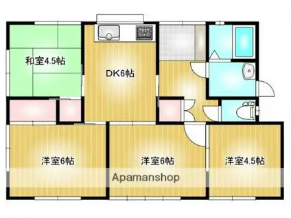 水島臨海鉄道 球場前駅(岡山) 徒歩19分 1階建 築49年(4DK)の間取り写真