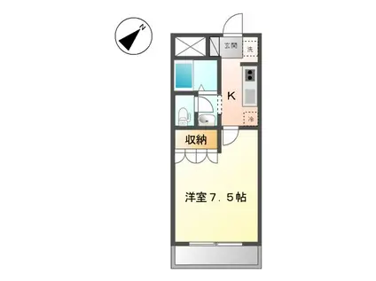 アルカディア(1K/1階)の間取り写真