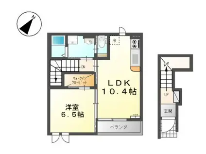 リジエール B棟(1LDK/2階)の間取り写真