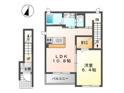 ルミナス・ハヤシ(1LDK/2階)の間取り写真