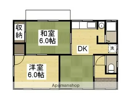 水島臨海鉄道 西富井駅 徒歩12分 1階建 築56年(2DK)の間取り写真