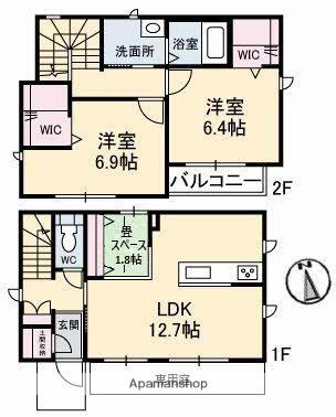 山陽本線 倉敷駅 徒歩16分 2階建 築8年(2LDK)の間取り写真
