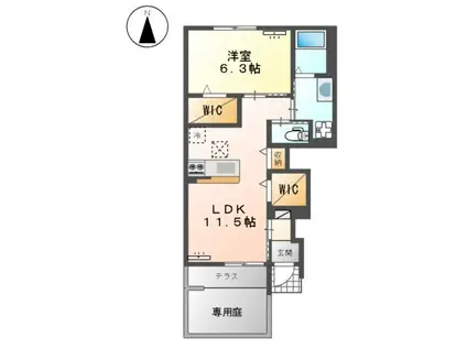 サンライズ亀甲Ⅲ(1LDK/1階)の間取り写真