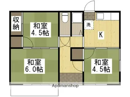 水島臨海鉄道 西富井駅 徒歩14分 1階建 築41年(3K)の間取り写真