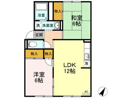 プレジール中島A棟(2LDK/1階)の間取り写真