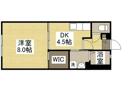 プリムヴェール福島 B(1DK/1階)の間取り写真