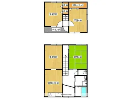 水島臨海鉄道 浦田駅(岡山) 徒歩12分 2階建 築50年(3LDK)の間取り写真