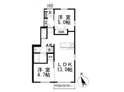 ルーチェ・A(2LDK/1階)の間取り写真