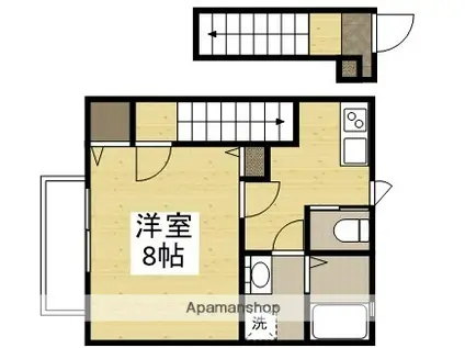 ALIVIO(1K/2階)の間取り写真