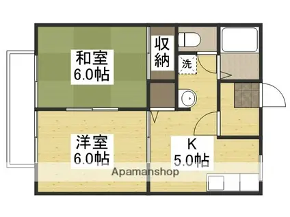 パストラル藤田B棟(2DK/2階)の間取り写真