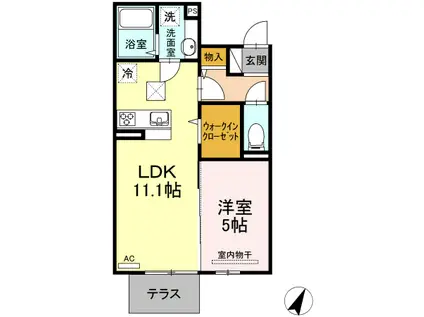 ベイ ブランシェ中島(1LDK/1階)の間取り写真
