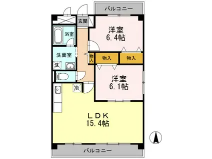 K-CITY葦高(2LDK/4階)の間取り写真