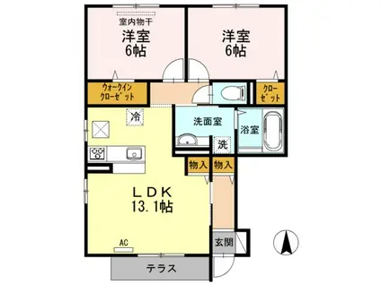 カトルセゾン(2LDK/1階)の間取り写真