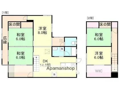 山陽本線 西阿知駅 徒歩10分 2階建 築64年(5LDK)の間取り写真
