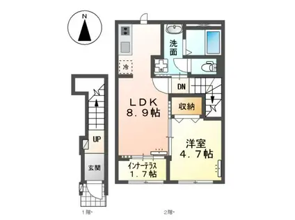水島臨海鉄道 水島駅 徒歩5分 2階建 築1年(1LDK/2階)の間取り写真