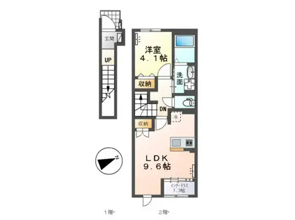 メイグリーン(1LDK/2階)の間取り写真