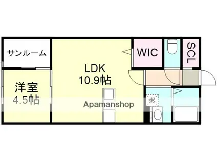 96APT(1LDK/2階)の間取り写真