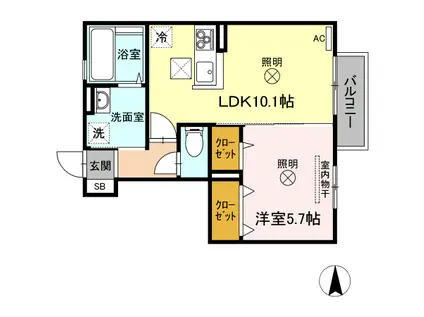 メゾンシュシュ(1LDK/1階)の間取り写真