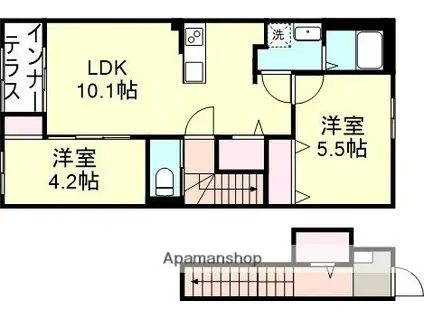 メゾン・ド・コローレ(2LDK/2階)の間取り写真