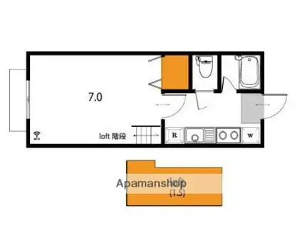 カリーノ(1K/2階)の間取り写真