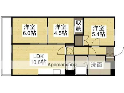 ネクスト倉田 西館(3LDK/4階)の間取り写真