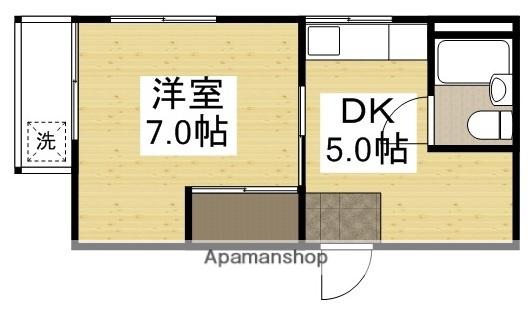 メゾン富士岡山(1DK/3階)の間取り写真