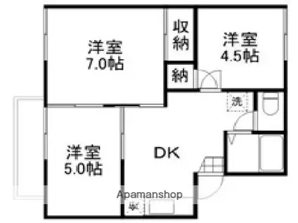 ラ・セーヌ白石(3DK/1階)の間取り写真