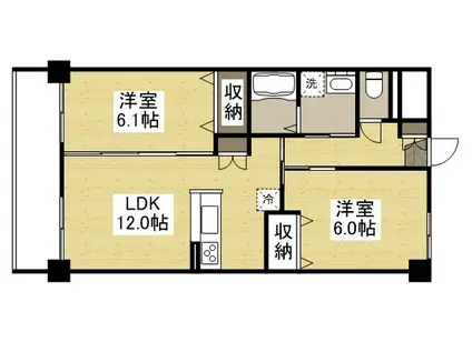 福富リングマンション(2LDK/1階)の間取り写真
