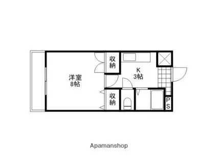 サンツボイⅢ(1K/4階)の間取り写真