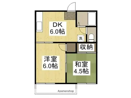 コーポアクティB(2DK/2階)の間取り写真