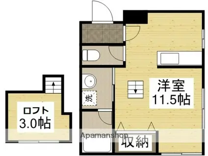 サウスウインドⅠ(ワンルーム/1階)の間取り写真