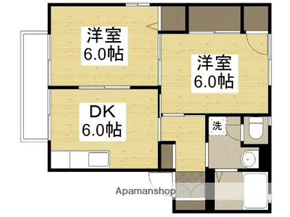 サンライズW(2DK/2階)の間取り写真