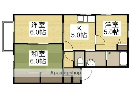 ハッピーツーユーB(3K/1階)の間取り写真