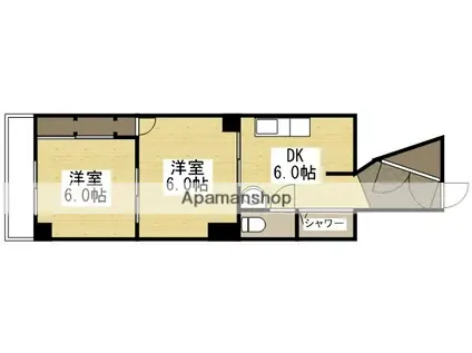 国際コーポ(2DK/3階)の間取り写真