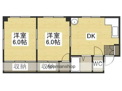 国際コーポ(2DK/5階)の間取り写真