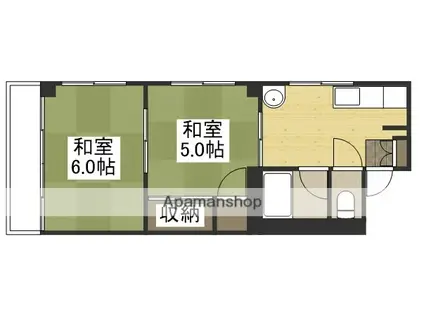 国際コーポ(2DK/1階)の間取り写真