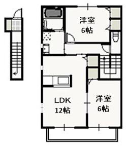 シャルマン2(2LDK/2階)の間取り写真