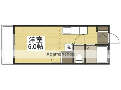 プリュネル(ワンルーム/1階)の間取り写真