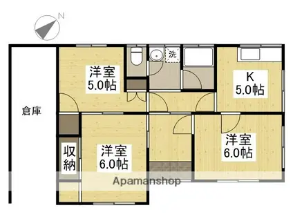 宇野線 備前西市駅 徒歩37分 1階建 築46年(3K)の間取り写真