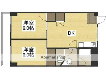 第3耐火ビル(2DK/3階)の間取り写真