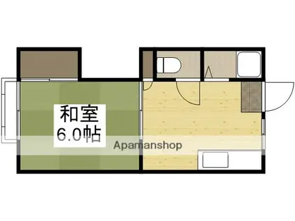 第1長徳荘(1K/2階)の間取り写真