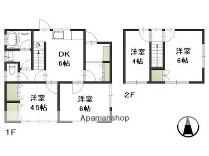岡山電軌東山本線 中納言駅 徒歩18分 2階建 築58年(4DK)の間取り写真