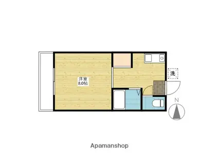 ウエスト岡山Ⅰ(1K/1階)の間取り写真