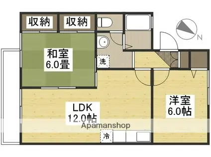 グローリーハウス的場C(2LDK/2階)の間取り写真